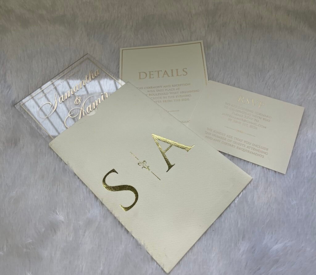 Premium clear Acrylic wedding invitation card with self textured ...