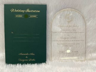 Acrylic (Clear) wedding invitation card with premium quality cover and plastic seal.